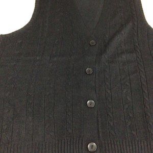NIP Turtle Bay soft cable knit black woman's button vest Size L
